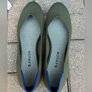 Olive green Rothy’s the flat size 10 worn twice